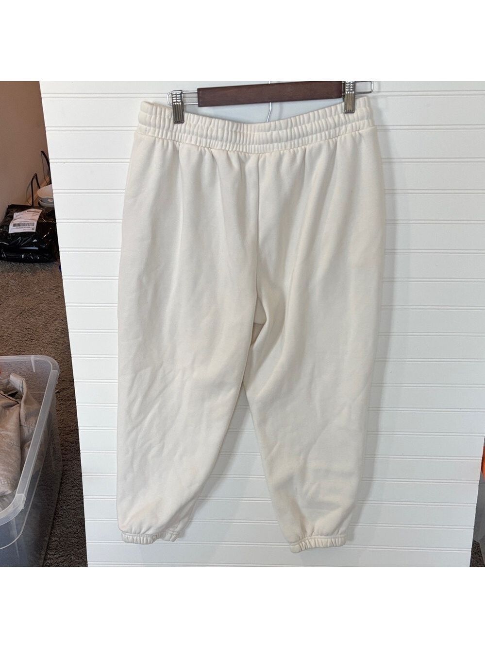 Fabletics Cream Joggers with Green Drawstring - Picture 5 of 5